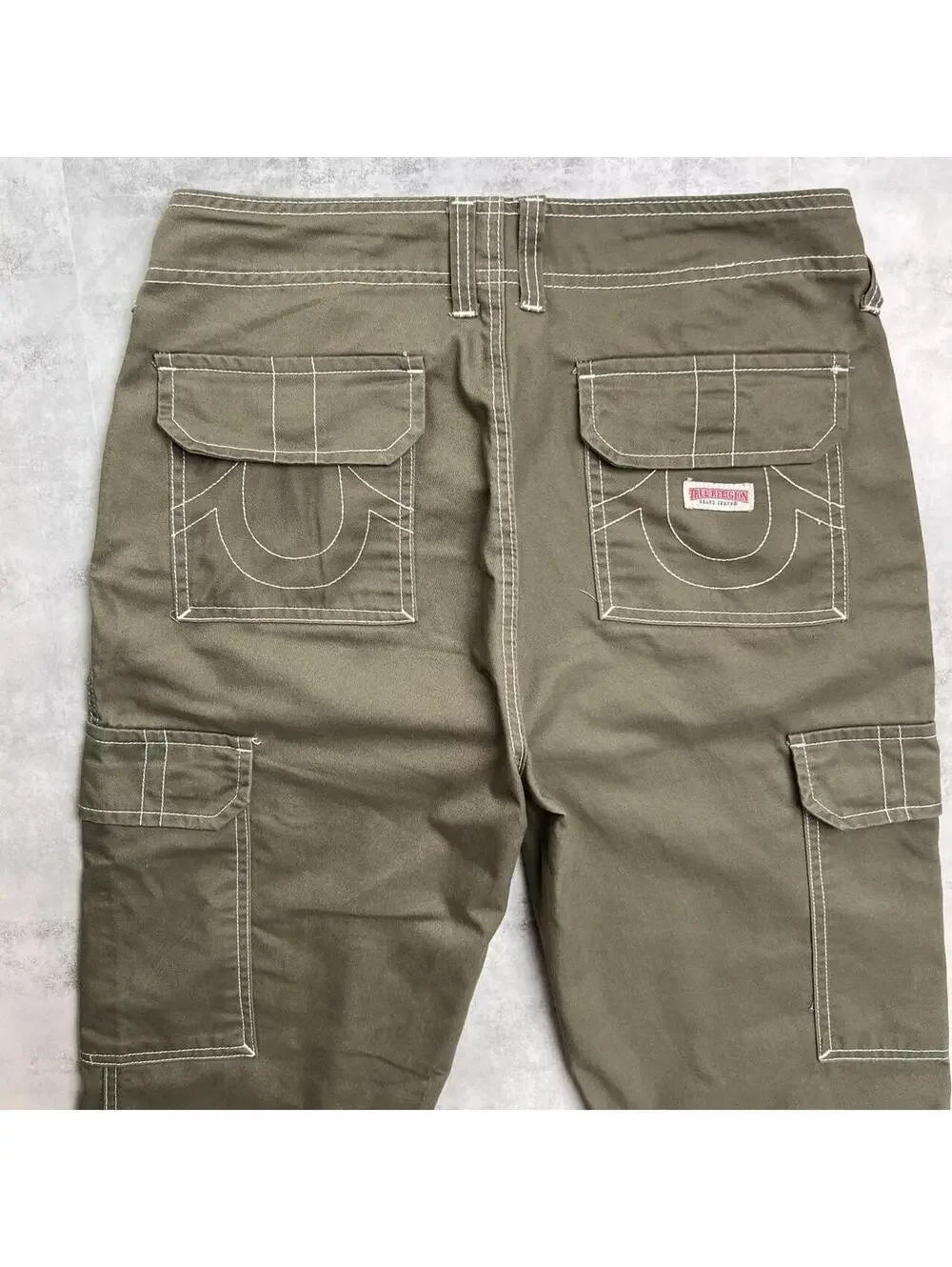 Y2K Olive Green True Religion Grunge Cargo Skater Pants